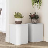 Plantenstandaards 2 st 25x25x35 cm bewerkt hout wit