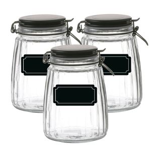 Weckpot/inmaakpot - 4x - 1.5L - glas - met beugelsluiting - incl. etiketten