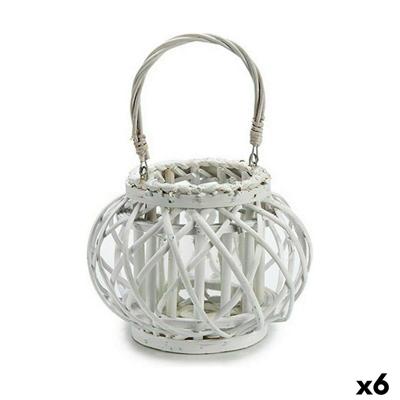 Kaarshouder Gift Decor 38618 38618 Wit vlechtwerk Glas 30 x 19 x 25,5 cm (6 Stuks)