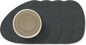 LIND DNA Onderzetters Hippo - Leer - Black Anthracite - 13 x 11 cm - 4 Stuks