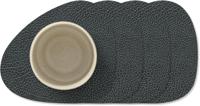 LIND DNA Onderzetters Hippo - Leer - Black Anthracite - 13 x 11 cm - 4 Stuks