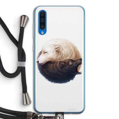 Yin Yang Wolves: Samsung Galaxy A50 Transparant Hoesje met koord