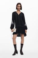 Boho-jurk met borduursels - BLACK - L
