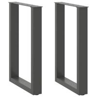 Eettafelpoten 2 st U-vormig 50x(72-73) cm staal antraciet