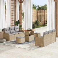 Tuinbankenset met kussen 9 pcs Beige poly rattan