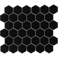 Tegelsample: The Mosaic Factory Barcelona hexagon mozaïek tegels 28x33 zwart mat - thumbnail
