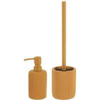 Tendance Badkamer accessoires set 2-delig - Polyresin - oranje - geribbeld