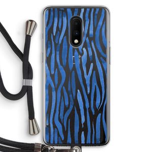Blauwe nerven: OnePlus 7 Transparant Hoesje met koord