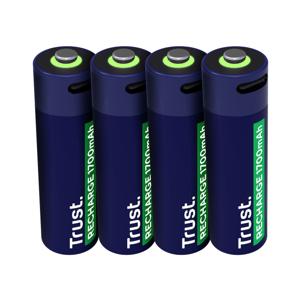 Trust Via USB-C oplaadbare AA-batterijen (4 stuks) Batterij Blauw