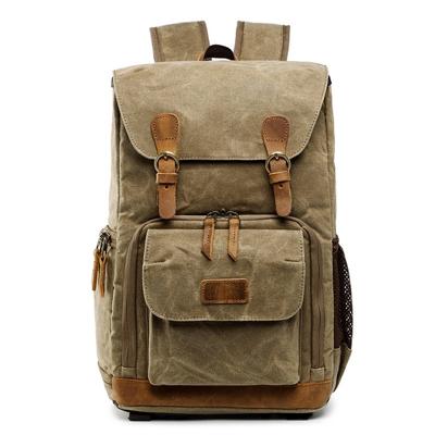 Batik canvas waterdichte fotografie tas outdoor slijtage-resistente grote camera foto rugzak mannen voor Nikon/Canon/Sony/Fujifilm (kaki)