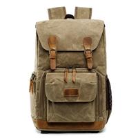 Batik canvas waterdichte fotografie tas outdoor slijtage-resistente grote camera foto rugzak mannen voor Nikon/Canon/Sony/Fujifilm (kaki)