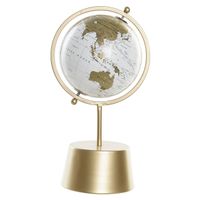 Decoratie wereldbol/globe goud op metalen voet 35 x 19 cm