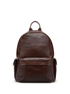 Brunello Cucinelli sac à dos en cuir à logo imprimé - Marron