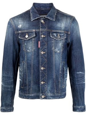DSQUARED2 veste en jean à effet usé - Bleu