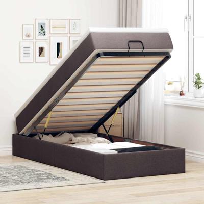 Ottoman bed met matras 90x190cm stof donkerbruin