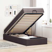 Ottoman bed met matras 90x190cm stof donkerbruin