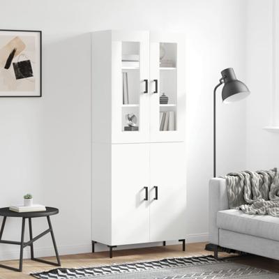 Hoge kast 69,5x34x180 cm bewerkt hout wit