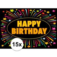 15x Verjaardag wenskaart Happy Birthday - thumbnail