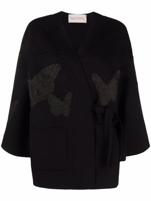 Valentino Garavani veste cache-cœur à broderies - Noir
