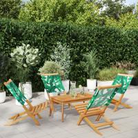 Tuinstoelen 4 st inklapbaar stof en massief hout groen