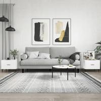 Salontafels 2 st 50x50x40 cm bewerkt hout hoogglans wit - thumbnail
