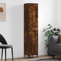 Hoge kast 34,5x34x180 cm bewerkt hout gerookt eikenkleurig