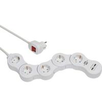 Stopcontactenstrip 5 Tomas met Interruptor Brennenstuhl Vario-Power Wit 3600 W USB x 2 (1,4 m)