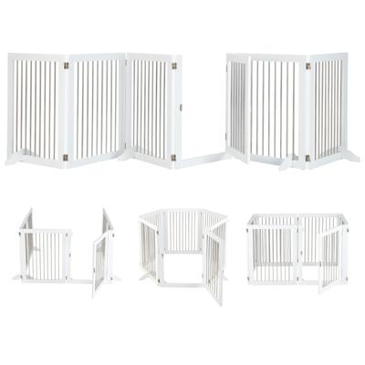 Huisdierhek Huisdierbox 6 Panelen voor Honden en Katten Vrijstaand Hondenhek 80 x 61 x 1,8 cm Wit