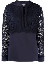 Valentino Garavani hoodie à empiècements en dentelle - Bleu