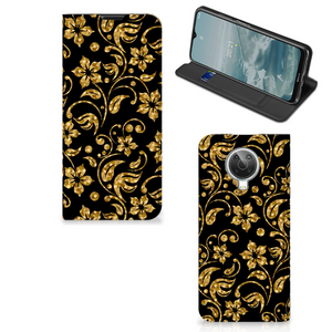 Nokia G10 | G20 Smart Cover Gouden Bloemen