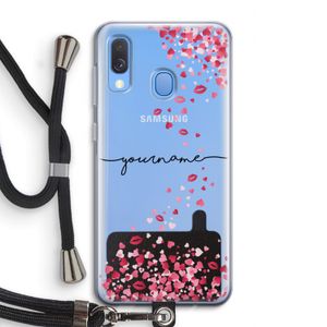 Hartjes en kusjes: Samsung Galaxy A40 Transparant Hoesje met koord