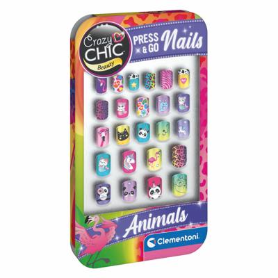 Clementoni crazy chic press & go nagels - dieren