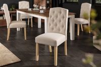 Elegante stoel CASTLE beige met Chesterfield-quilt in landhuisstijl - 40070 - thumbnail