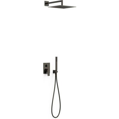 Regendouche set Tres Project | Inbouw | Mengkraan | 2-weg | Vierkant | Zwart metallic