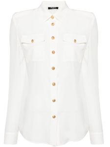 Balmain chemise en soie à boutons embossés - Blanc