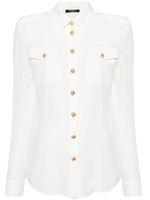 Balmain chemise en soie à boutons embossés - Blanc