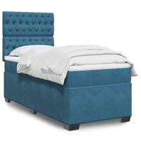 Boxspring met matras fluweel blauw 100x200 cm Boxspring met matras fluweel blauw 100x200 cm