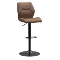 Leen Bakker - Barkruk Jesse - Verstelbaar - Cognac - Stof/Lederlook - Bruin