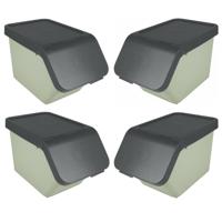 Sunware Sigma Home sorteer bak - 4x - afvalbak - groen - stapelbaar - 30L - 49 x 27 x 30 cm