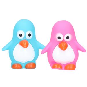 Pinguin/badeendjes - rubber - 2 stuks - roze en blauw - 6 cm - bad speelgoed