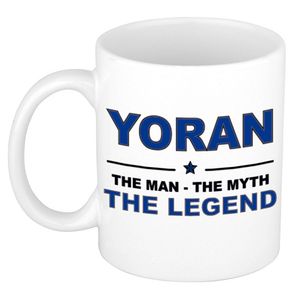 Naam cadeau mok/ beker Yoran The man, The myth the legend 300 ml - Naam mokken