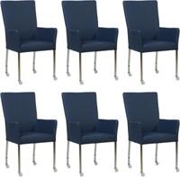 Set van 6 Blauwe leren moderne eetkamerstoelen Deal - met armleuning poot vierkant rvs met wiel - Toledo Leer Kobalt (blauw leer) Set van 6 Blauwe leren moderne eetkamerstoelen Deal - met armleuning poot vierkant rvs met wiel - Toledo Leer Kobalt (blauw leer)