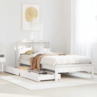 Bed met boekenkast zonder matras grenenhout wit 90x200 cm