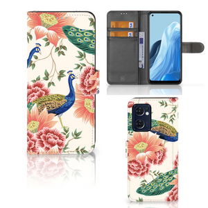 Telefoonhoesje met Pasjes voor OPPO Find X5 Lite | Reno 7 5G Pink Peacock