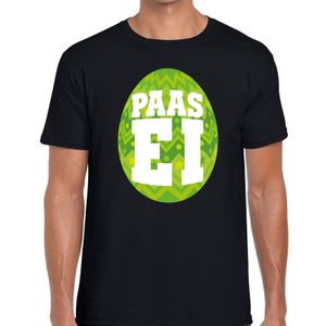 Paasei t-shirt zwart met groen ei voor heren