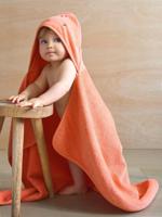 Badcape / Handdoek met capuchon onmisbaar voor baby's en kinderen, met gerecycled katoen perzik - thumbnail