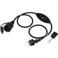 Sygonix SY-6728134 Stroom Verlengkabel 16 A Zwart 1 m H07RN-F 3G 1,5 mm² Incl. aan/uitschakelaar, Geschikt voor buiten