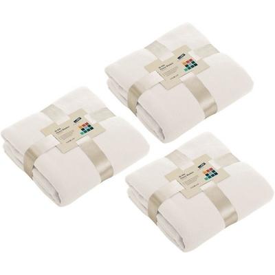 Fleece bankdeken/plaid - 3x - offwhite - 130 x 170 cm - 240 grams - pluisvrij - wasbaar