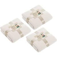 Fleece bankdeken/plaid - 3x - offwhite - 130 x 170 cm - 240 grams - pluisvrij - wasbaar