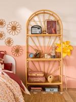 Rotan boekenkast, 3 niveaus Zon hout Rotan boekenkast, 3 niveaus Zon hout